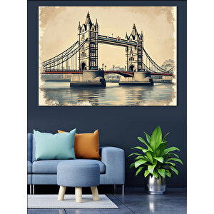 Londra Tower Köprüsü Dekoratif Kanvas - Mdf Ahşap Tablo 100x140 cm