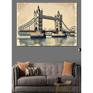 Londra Tower Köprüsü Dekoratif Kanvas - Mdf Ahşap Tablo 100x140 cm