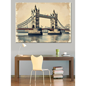 Londra Tower Köprüsü Dekoratif Kanvas - Mdf Ahşap Tablo 100x140 cm