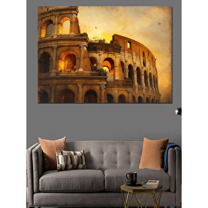Tarihi Kolezyum Gece Aydınlık Dekoratif Kanvas - Mdf Ahşap Tablo 100x140 cm