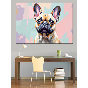 Şirin Fransız Bulldog Portresi Dekoratif Kanvas - Mdf Ahşap Tablo 100x140 cm
