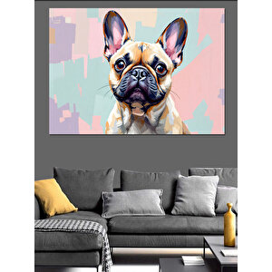 Şirin Fransız Bulldog Portresi Dekoratif Kanvas - Mdf Ahşap Tablo 100x140 cm