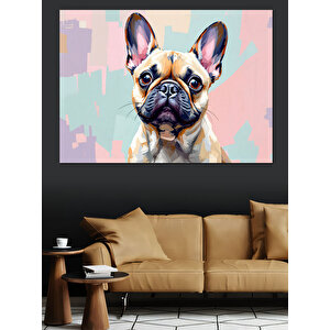 Şirin Fransız Bulldog Portresi Dekoratif Kanvas - Mdf Ahşap Tablo 25x35 cm