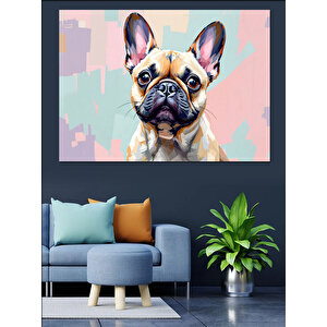 Şirin Fransız Bulldog Portresi Dekoratif Kanvas - Mdf Ahşap Tablo