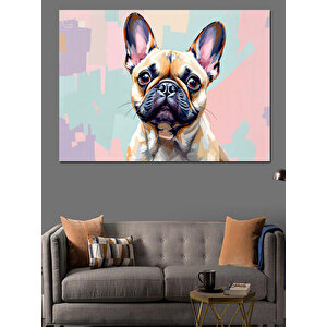 Şirin Fransız Bulldog Portresi Dekoratif Kanvas - Mdf Ahşap Tablo