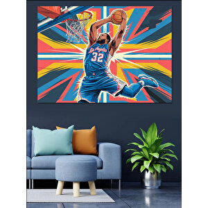 Basketbol Patlaması Dekoratif Kanvas - Mdf Ahşap Tablo 100x140 cm