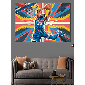 Basketbol Patlaması Dekoratif Kanvas - Mdf Ahşap Tablo 100x140 cm