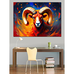 Parlayan Koç Portresi Dekoratif Kanvas - Mdf Ahşap Tablo 70x100 cm