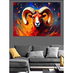 Parlayan Koç Portresi Dekoratif Kanvas - Mdf Ahşap Tablo 70x100 cm