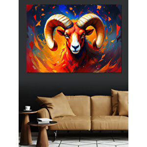 Parlayan Koç Portresi Dekoratif Kanvas - Mdf Ahşap Tablo 70x100 cm