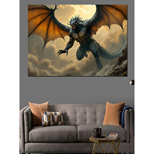 Alevler İçinde Ejderha Dekoratif Kanvas - Mdf Ahşap Tablo 25x35 cm