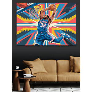 Basketbol Patlaması Dekoratif Kanvas - Mdf Ahşap Tablo 35x50 cm