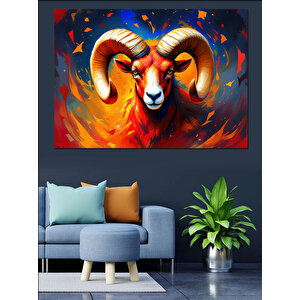 Parlayan Koç Portresi Dekoratif Kanvas - Mdf Ahşap Tablo
