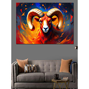 Parlayan Koç Portresi Dekoratif Kanvas - Mdf Ahşap Tablo