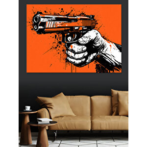 Turuncu Soyut Silah Dekoratif Kanvas - Mdf Ahşap Tablo 50x70 cm