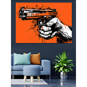 Turuncu Soyut Silah Dekoratif Kanvas - Mdf Ahşap Tablo 50x70 cm