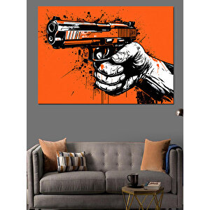 Turuncu Soyut Silah Dekoratif Kanvas - Mdf Ahşap Tablo 50x70 cm