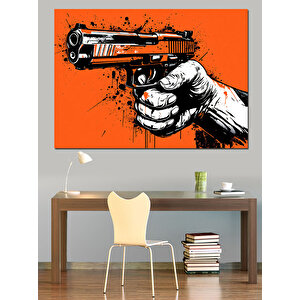 Turuncu Soyut Silah Dekoratif Kanvas - Mdf Ahşap Tablo