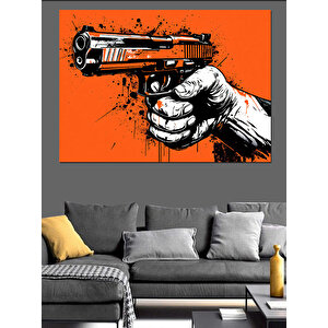 Turuncu Soyut Silah Dekoratif Kanvas - Mdf Ahşap Tablo