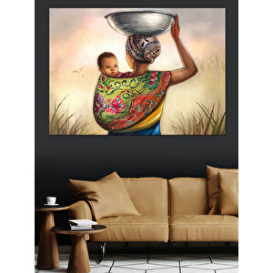 Bebeğini Taşıyan Anne Dekoratif Kanvas - Mdf Ahşap Tablo 100x140 cm