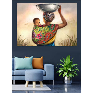 Bebeğini Taşıyan Anne Dekoratif Kanvas - Mdf Ahşap Tablo 100x140 cm