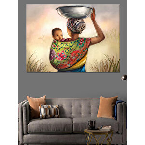 Bebeğini Taşıyan Anne Dekoratif Kanvas - Mdf Ahşap Tablo 100x140 cm