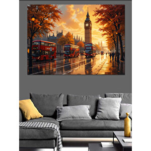 Yağmurlu Londra Manzarası Dekoratif Kanvas - Mdf Ahşap Tablo