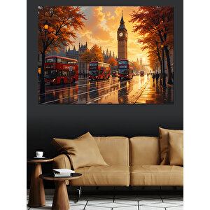 Yağmurlu Londra Manzarası Dekoratif Kanvas - Mdf Ahşap Tablo