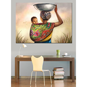 Bebeğini Taşıyan Anne Dekoratif Kanvas - Mdf Ahşap Tablo