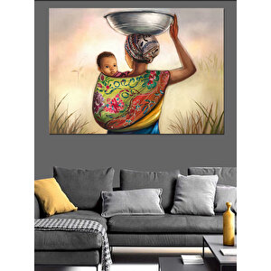 Bebeğini Taşıyan Anne Dekoratif Kanvas - Mdf Ahşap Tablo