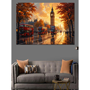 Yağmurlu Londra Manzarası Dekoratif Kanvas - Mdf Ahşap Tablo 35x50 cm
