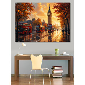 Yağmurlu Londra Manzarası Dekoratif Kanvas - Mdf Ahşap Tablo 35x50 cm