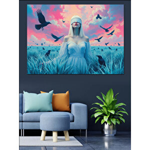 Gotik Tarla Kenarında Kadın Dekoratif Kanvas - Mdf Ahşap Tablo 100x140 cm