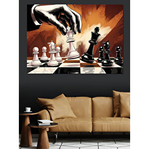 Satranç Stratejisi Dekoratif Kanvas - Mdf Ahşap Tablo