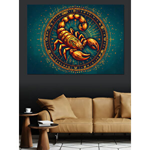 Burç Sembolü Akrep İllüstrasyonu Dekoratif Kanvas - Mdf Ahşap Tablo