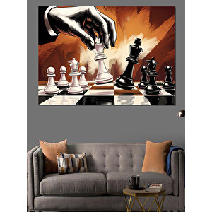 Satranç Stratejisi Dekoratif Kanvas - Mdf Ahşap Tablo 100x140 cm