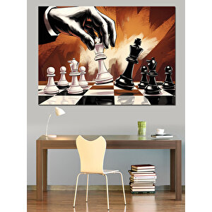 Satranç Stratejisi Dekoratif Kanvas - Mdf Ahşap Tablo 100x140 cm