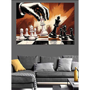Satranç Stratejisi Dekoratif Kanvas - Mdf Ahşap Tablo 100x140 cm