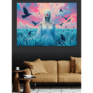Gotik Tarla Kenarında Kadın Dekoratif Kanvas - Mdf Ahşap Tablo 70x100 cm