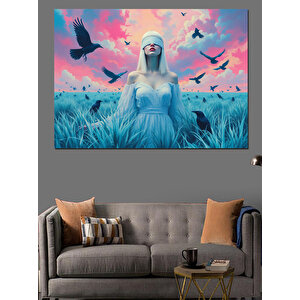 Gotik Tarla Kenarında Kadın Dekoratif Kanvas - Mdf Ahşap Tablo 70x100 cm