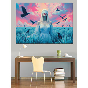 Gotik Tarla Kenarında Kadın Dekoratif Kanvas - Mdf Ahşap Tablo