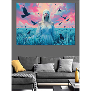Gotik Tarla Kenarında Kadın Dekoratif Kanvas - Mdf Ahşap Tablo