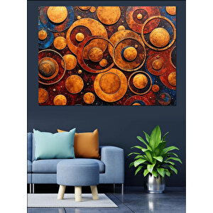 Turuncu Soyut Daireler Dekoratif Kanvas - Mdf Ahşap Tablo 100x140 cm