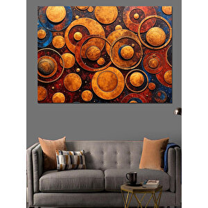 Turuncu Soyut Daireler Dekoratif Kanvas - Mdf Ahşap Tablo 100x140 cm