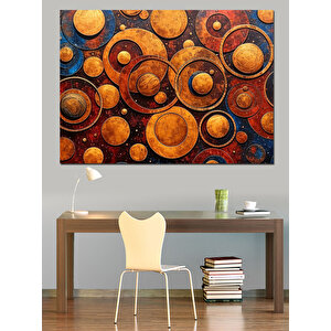 Turuncu Soyut Daireler Dekoratif Kanvas - Mdf Ahşap Tablo 100x140 cm