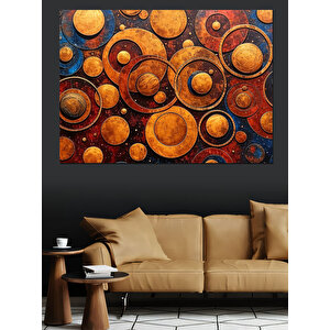 Turuncu Soyut Daireler Dekoratif Kanvas - Mdf Ahşap Tablo