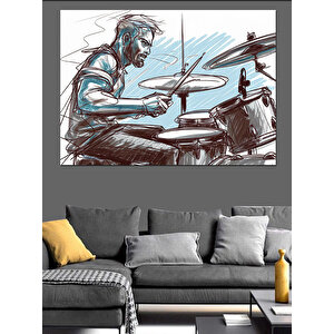 Davul Çalan Adam Dekoratif Kanvas - Mdf Ahşap Tablo
