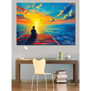 İskelenin Ucunda Adam Dekoratif Kanvas - Mdf Ahşap Tablo 100x140 cm