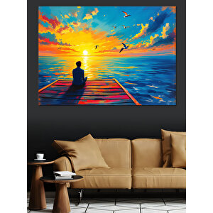 İskelenin Ucunda Adam Dekoratif Kanvas - Mdf Ahşap Tablo 100x140 cm