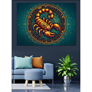 Burç Sembolü Akrep İllüstrasyonu Dekoratif Kanvas - Mdf Ahşap Tablo 35x50 cm